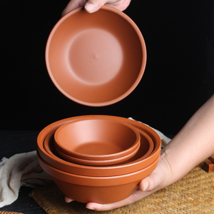 中式紫砂蒸菜碗湖南湘菜馆商用蒸肉碗大号陶瓷透气瓦片饭蒸碗套装