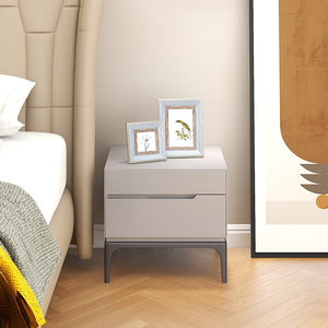 斯可馨DH1703极简意式轻奢现代风卧室边柜收纳储物实木床头柜整装