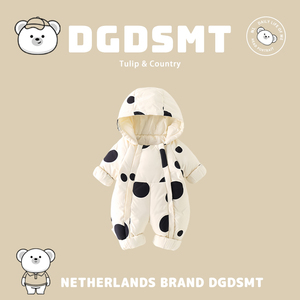 荷兰DGDSMT新生婴儿冬装男女宝宝连体衣羽绒服夹绒加厚外出服抱衣