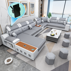 沙发客厅现代简约轻奢科技布沙发组合大小户型家具成套猫抓皮沙发