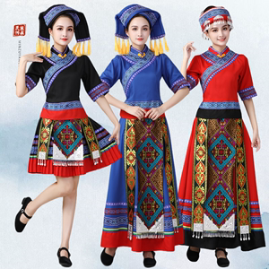 新款成人女士仡佬族少数民族舞蹈演出服装百褶裙短裙表演服褶子裙