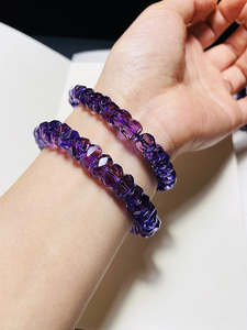珍藏级乌拉圭天然紫水晶切面手链女款手串不定型首饰珠宝生日礼物