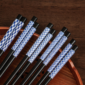 日本原装进口家用高档日式料理筷子和风餐具5双尖头防滑筷子套装