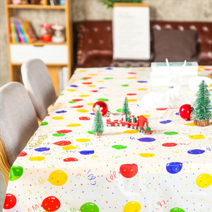 印花一次性桌布红格塑料餐桌台布生日气球派对圣诞长方形桌用