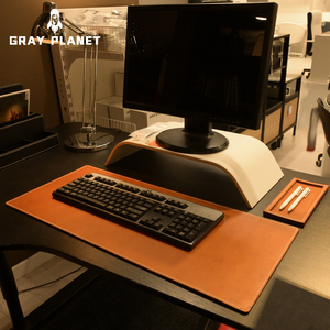 进口牛皮真皮鼠标垫超大尺寸保护办公书桌牛皮垫电脑实木桌垫加厚