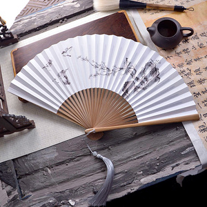中国风8寸28方串扇双面男女士纸扇手绘古风手工折扇子折叠工艺扇