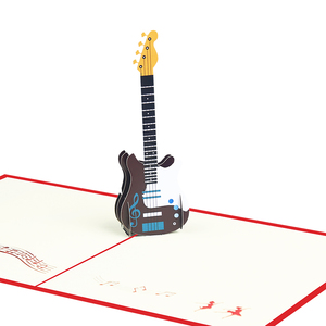 包邮生日立体贺卡音乐韩国创意3d吉他diy纸雕送男生女朋友小礼物