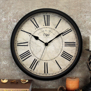 客厅挂钟时尚钟表大气欧式家用钟饰复古静音美式时钟挂墙怀旧老式