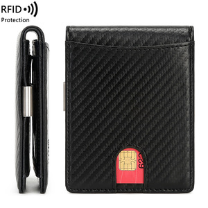 2023新款跨境RFID防盗刷男士钱包多功能卡位卡包男款碳钎维美金夹