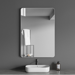 竖挂方形浴室镜子贴墙自粘卫生间洗漱镜子壁挂玻璃卫浴镜家用防爆