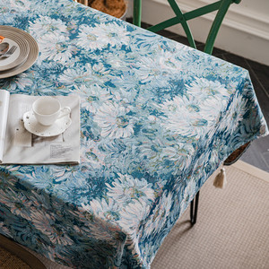 复古风油画向日葵抽象印象派加厚餐桌布茶几布清新田园餐厅台布