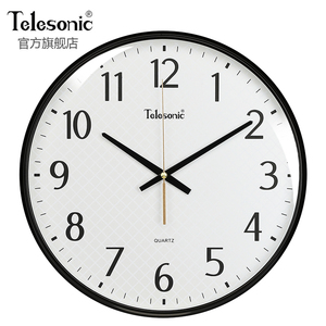 TELESONIC/天王星现代简约圆形挂钟时钟静音时尚客厅石英钟壁钟