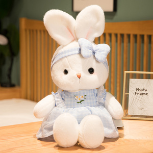 长耳朵粉红兔子玩偶摆件大号安抚小兔子毛绒玩具公仔睡觉抱枕娃娃