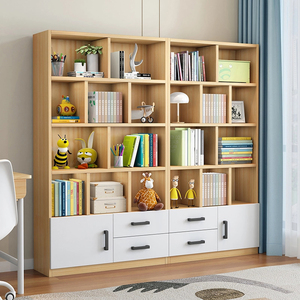 全实木书架儿童书柜家用落地置物架简易组合储物柜靠墙收纳柜定制