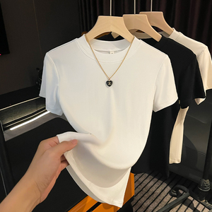 短袖T恤女白色夏季圆领简约设计感今年流行修身辣妹上衣打底衫