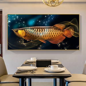 招财金龙鱼餐厅5d钻石画饭厅十字绣2021新款绣客厅简约线绣钻石绣