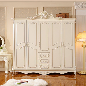 莎伦诗欧式衣柜卧室现代简约收纳白色大衣柜实木柜子储物柜FE011