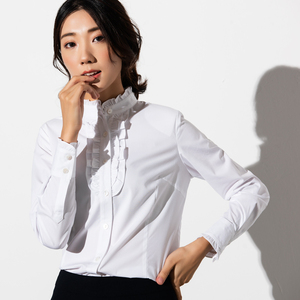 成衣阁休闲白衬衫女长袖2019春装新款韩版立领衬衣时尚内搭上