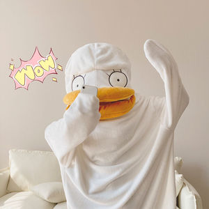 伊丽莎白睡衣冬季鸭子连体睡衣搞怪睡袋男女同款卡通可爱情侣睡袍