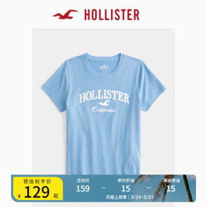 Hollister24春夏新款美式宽松棉质圆领短袖图案T恤 女 KI357-3210