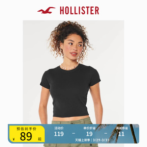 Hollister24春夏新款美式风修身辣妹圆领短袖短款T恤 女 356614-1