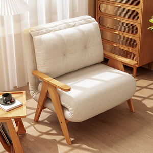 折叠沙发床两用单人沙发椅子多功能小户型客厅阳台实木懒人沙发椅