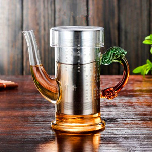耐热玻璃茶具不锈钢过滤冲茶器 泡茶杯龙把红茶壶 功夫茶杯 透明