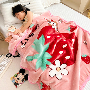 双层加厚儿童拉舍尔毛毯沙发盖毯幼儿园宝宝午睡毯婴儿冬季小被子