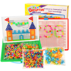 彩盒装296粒蘑菇钉巧巧丁创意益智拼图早教DIY手工玩具幼儿园礼品