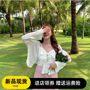 微胖mm毛衣外套女春夏季新款大码薄款仙女防晒针织白色外搭小开衫