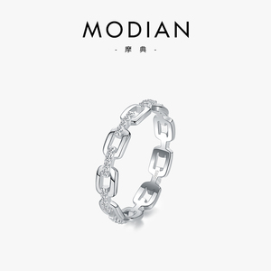 摩典新款小众设计高级感纯银戒指女s925冷淡风简约食指闭口指环