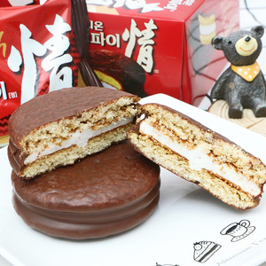 韩国零食品好丽友巧克力情派468g盒装12枚奶油夹心蛋糕进口糕点