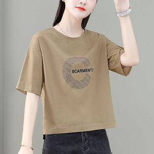 韩版短款洋气小个子短袖t恤女2024年夏季丅恤半袖宽松显瘦上衣潮