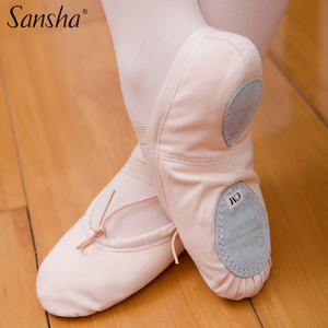 美丽舞者-Sansha三沙芭蕾舞蹈鞋女儿童两底练功软鞋 猫爪鞋NO.55C