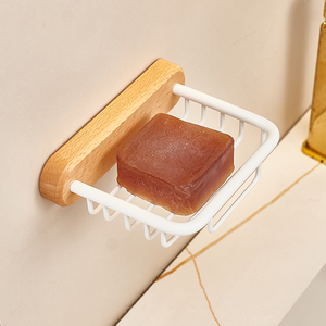 原木肥皂盒沥水免打孔置物架皂蝶轻奢浴室洗衣池肥皂架壁挂香皂盒