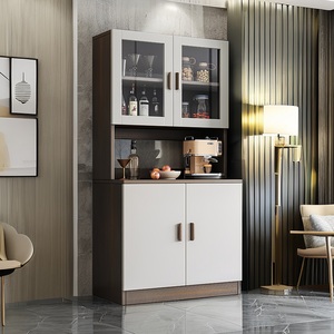 餐边柜靠墙一体现代简约家用客厅收纳储物柜实木色茶水柜吧台酒柜