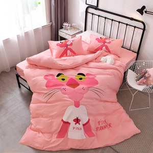 少女心粉红豹床上四件套全棉纯棉卡通可爱被罩学生单人三件套床笠