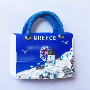 希腊爱琴海圣托里尼蓝顶教堂伊亚风车立体旅游纪念品磁贴冰箱贴