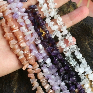 天然5-8mm紫水晶白水晶太阳石随形碎石 diy饰品配件散珠子