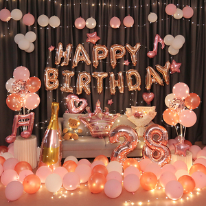 网红女孩闺蜜生日快乐派对背景墙装饰气球18岁成人礼场景布置用品