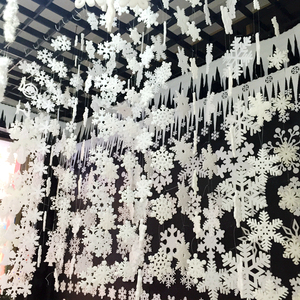 圣诞节雪花片 白色泡沫绕线圣诞装饰品挂件雪花串门窗装饰布置