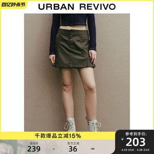 UR2024春季新款女装休闲简约纯欲辣妹风短款A型半裙UWL540010