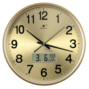 金属盘欧式电波钟自动对时钟表挂钟客厅时钟表挂墙新中式2024新款