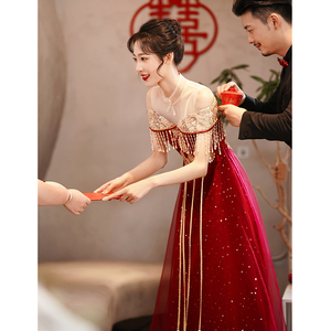 孕妇敬酒服新娘遮肚子夏季红色中式嫁衣高级感结婚礼服裙女秀禾服