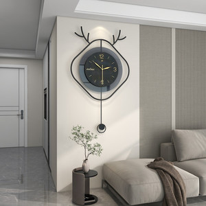 现代简约大气客厅装饰挂钟餐厅时尚创意轻奢时钟免打孔新款钟表