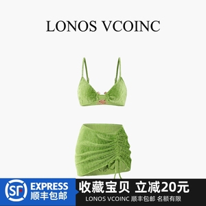 LONOS VCOINC 新款丝绒泳衣女比基尼分体三件套性感小胸聚拢度假