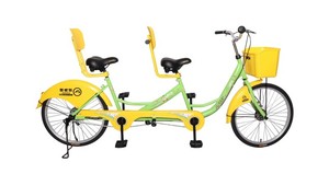 奥威特双人自行车多人车景区出租用车家庭健身车送车筐多色可选