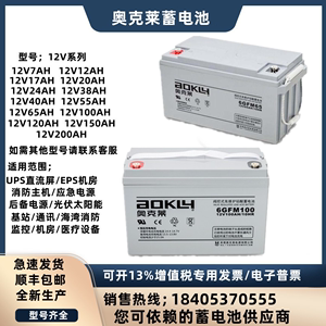 奥克莱蓄电池6GFM12V7A18A24A38A40A65A100A120A150A200AH 直流屏