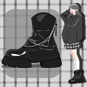 艾米与麦麦配裙子马丁靴女2023新款秋冬黑色时尚百搭法式瘦瘦靴子