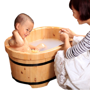 香柏木婴儿泡澡木桶浴桶小孩儿童浴盆加大宝宝坐躺洗澡泡澡桶全身